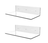 Wzxksoac Small Acrylic Floating Shelf Wall-Mounted Clear Storage Rack for Bathroom Living Room Decor Clear