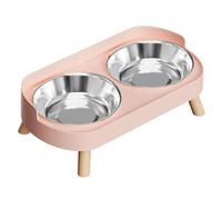 Wzxksoac Splash-Proof Pet Food Bowls(2), Stainless Steel Elevated Cat Bowl, Raised for Indoor Cats Water and Food Bowl Set Pink