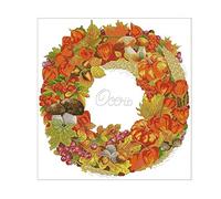Wzxksoac Stamped Kits Printed Embroidery Cloth Needlepoint Kits Easy Patterns for Wreath-Autumn Fruits 11CT