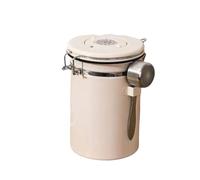Wzxksoac Storage Container 1.8L Sealed 304 Stainless Steel with Dated Coffee Bean Storage Box with Spoon Exhaust Valve B