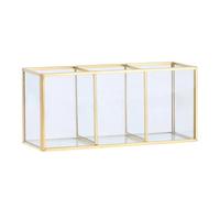 Wzxksoac Transparent GlassMakeup Brush Storage Box Gold Cosmetics Container Ring Pencil Lipstick Holder Make Up Brushes Organizer