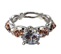 Wzxksoac Two Tone Alloy & Rose Gold Filed White Wedding Engagement Floral Ring Set Size 8