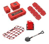 Wzxksoac Universal 8PCS/Set Simulated Decoration Suitcase Luggage Net Shovel for TRX4 SCX10 90046 1/10 RC Car Accessories Red