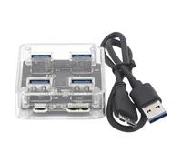 Wzxksoac USB 3.0 Hub 4 Port Expansion Drive Free with Power Supply Interface 5Gbps High Speed Transmission with 50cm Data Cable