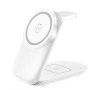Wzxksoac Wireless Charger Three-In-One Foldable Design, Mini Size Portable 15W Fast Charging for Mobile Phones Support White