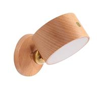 Wzxksoac Wooden Reading Light 3 Brightness Levels Rechargeable 360° Rotating Ball Adjustable Touch Control Bedside Light Wood