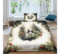 WZXYMXDP Children Cute Cat Duvet Cover Set, Soft Microfiber Bedding Sets, 3D Printing Cat Lover Quilt Cover Single with Pillow Case(Single（135x200cm）)