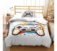 WZXYMXDP Teens, Kids Single Duvet Cover Set, 3D Printing Gamer Single Bedding Sets, Soft Microfiber Gaming Bedding Quilt Cover Single with Zipper Closure