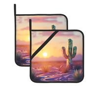 WZYCWB 2-Piece Heat-Insulating Pot Holder, Square 8 * 8 inches, Essential for Kitchen Cooking, Easy to Clean Desert Day Printed