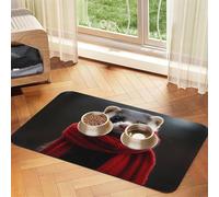 WZYCWB 30x45cm A Ferret with a red Scarf Printed Pet Absorbent Placemats - Non-Slip Food Mats for Dogs and Cats Food Bowls and Water Placemats