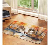 WZYCWB 30x45cm Beautiful Deer Printed Pet Absorbent Placemats - Non-Slip Food Mats for Dogs and Cats Food Bowls and Water Placemats