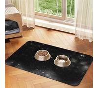 WZYCWB 30x45cm Black and White Galaxy Printed Pet Absorbent Placemats - Non-Slip Food Mats for Dogs and Cats Food Bowls and Water Placemats