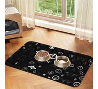WZYCWB 30x45cm Black and White Universe Patterned pet placemat Food mat - for cat and Dog Food Bowl mats, Foldable and Easy to Store