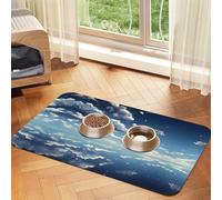 WZYCWB 30x45cm Blue Sky and White Clouds Printed Pet Absorbent Placemats - Non-Slip Food Mats for Dogs and Cats Food Bowls and Water Placemats