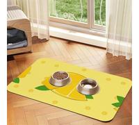 WZYCWB 30x45cm Cartoon Lemon Patterned pet placemat Food mat - for cat and Dog Food Bowl mats, Foldable and Easy to Store