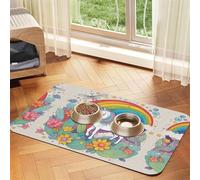 WZYCWB 30x45cm Cartoon Unicorns Printed Pet Absorbent Placemats - Non-Slip Food Mats for Dogs and Cats Food Bowls and Water Placemats