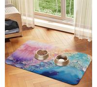 WZYCWB 30x45cm Colorful Blue Marble Patterned pet placemat Food mat - for cat and Dog Food Bowl mats, Foldable and Easy to Store