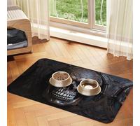 WZYCWB 30x45cm Copper-Colored Skull Patterned pet placemat Food mat - for cat and Dog Food Bowl mats, Foldable and Easy to Store