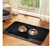 WZYCWB 30x45cm Cute Black cat Printed Pet Absorbent Placemats - Non-Slip Food Mats for Dogs and Cats Food Bowls and Water Placemats