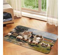 WZYCWB 30x45cm Cute Farm Animals Printed Pet Absorbent Placemats - Non-Slip Food Mats for Dogs and Cats Food Bowls and Water Placemats