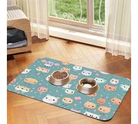 WZYCWB 30x45cm Cute Fox Patterned pet placemat Food mat - for cat and Dog Food Bowl mats, Foldable and Easy to Store