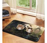 WZYCWB 30x45cm Cute Panda Plant Patterned pet placemat Food mat - for cat and Dog Food Bowl mats, Foldable and Easy to Store