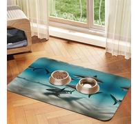WZYCWB 30x45cm Fish in The deep sea Printed Pet Absorbent Placemats - Non-Slip Food Mats for Dogs and Cats Food Bowls and Water Placemats