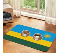 WZYCWB 30x45cm Flag of Rwanda Printed Pet Absorbent Placemats - Non-Slip Food Mats for Dogs and Cats Food Bowls and Water Placemats