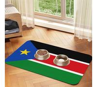 WZYCWB 30x45cm Flag of South Sudan Printed Pet Absorbent Placemats - Non-Slip Food Mats for Dogs and Cats Food Bowls and Water Placemats
