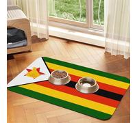 WZYCWB 30x45cm Flag of Zimbabwe Printed Pet Absorbent Placemats - Non-Slip Food Mats for Dogs and Cats Food Bowls and Water Placemats