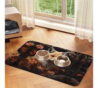WZYCWB 30x45cm Fox and Flowers Patterned pet placemat Food mat - for cat and Dog Food Bowl mats, Foldable and Easy to Store