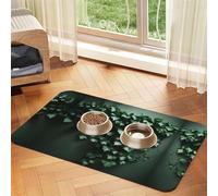 WZYCWB 30x45cm Green Creeper Patterned pet placemat Food mat - for cat and Dog Food Bowl mats, Foldable and Easy to Store