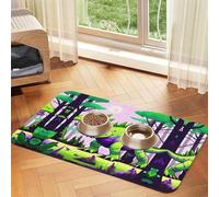 WZYCWB 30x45cm Green Dinosaur Patterned pet placemat Food mat - for cat and Dog Food Bowl mats, Foldable and Easy to Store
