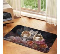 WZYCWB 30x45cm Kitten by The Crystal Patterned pet placemat Food mat - for cat and Dog Food Bowl mats, Foldable and Easy to Store
