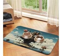 WZYCWB 30x45cm Levitating Cities Patterned pet placemat Food mat - for cat and Dog Food Bowl mats, Foldable and Easy to Store