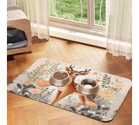 WZYCWB 30x45cm Little Fresh Deer Patterned pet placemat Food mat - for cat and Dog Food Bowl mats, Foldable and Easy to Store