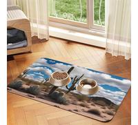 WZYCWB 30x45cm Lots of Cactus Printed Pet Absorbent Placemats - Non-Slip Food Mats for Dogs and Cats Food Bowls and Water Placemats