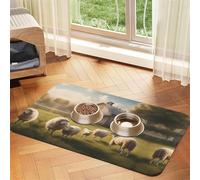 WZYCWB 30x45cm Lots of Cute Sheep Printed Pet Absorbent Placemats - Non-Slip Food Mats for Dogs and Cats Food Bowls and Water Placemats