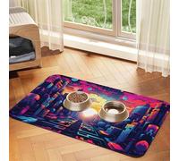 WZYCWB 30x45cm Magnificent City Patterned pet placemat Food mat - for cat and Dog Food Bowl mats, Foldable and Easy to Store