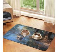 WZYCWB 30x45cm Mallard Ducks Swimming Patterned pet placemat Food mat - for cat and Dog Food Bowl mats, Foldable and Easy to Store