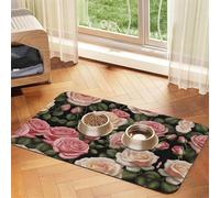 WZYCWB 30x45cm Many Beautiful Roses Printed Pet Absorbent Placemats - Non-Slip Food Mats for Dogs and Cats Food Bowls and Water Placemats