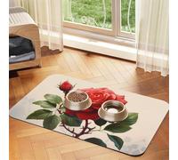 WZYCWB 30x45cm Nice Roses Patterned pet placemat Food mat - for cat and Dog Food Bowl mats, Foldable and Easy to Store