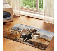 WZYCWB 30x45cm North American Bison Herd Patterned pet placemat Food mat - for cat and Dog Food Bowl mats, Foldable and Easy to Store