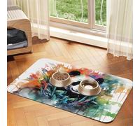 WZYCWB 30x45cm Oil on Canvas Panda Patterned pet placemat Food mat - for cat and Dog Food Bowl mats, Foldable and Easy to Store