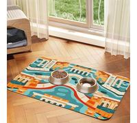 WZYCWB 30x45cm Old Street Buildings Patterned pet placemat Food mat - for cat and Dog Food Bowl mats, Foldable and Easy to Store