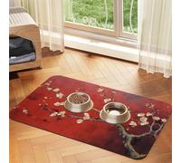 WZYCWB 30x45cm Open Apricot Blossoms Patterned pet placemat Food mat - for cat and Dog Food Bowl mats, Foldable and Easy to Store