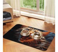WZYCWB 30x45cm Open-mouthed cat Head Patterned pet placemat Food mat - for cat and Dog Food Bowl mats, Foldable and Easy to Store
