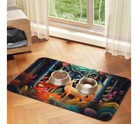 WZYCWB 30x45cm Painted Deer Patterned pet placemat Food mat - for cat and Dog Food Bowl mats, Foldable and Easy to Store