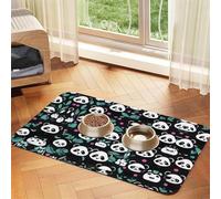WZYCWB 30x45cm Panda Cute face Printed Pet Absorbent Placemats - Non-Slip Food Mats for Dogs and Cats Food Bowls and Water Placemats
