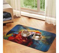 WZYCWB 30x45cm Parrot with Colorful Feathers Patterned pet placemat Food mat - for cat and Dog Food Bowl mats, Foldable and Easy to Store